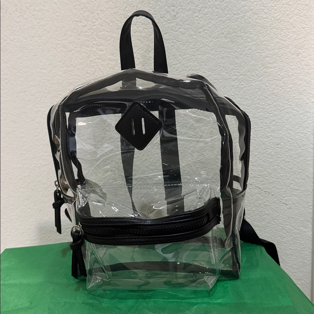 Madden Girl Clear and Black Vinyl Backpack